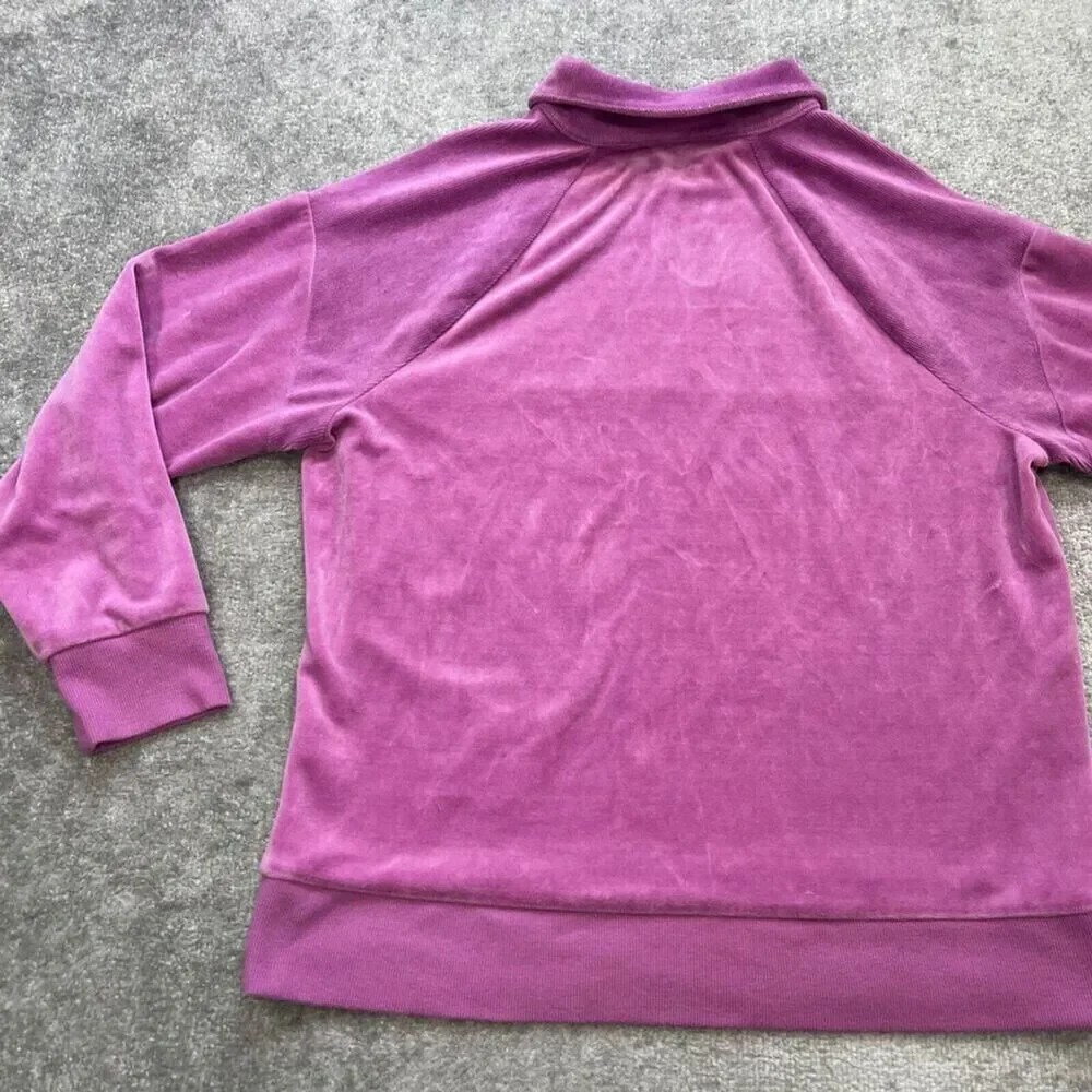 Wild Fable Velour 1/4 Zip Pullover Sweatshirt Purple Magenta Sz Medium Oversized - Picture 10 of 11